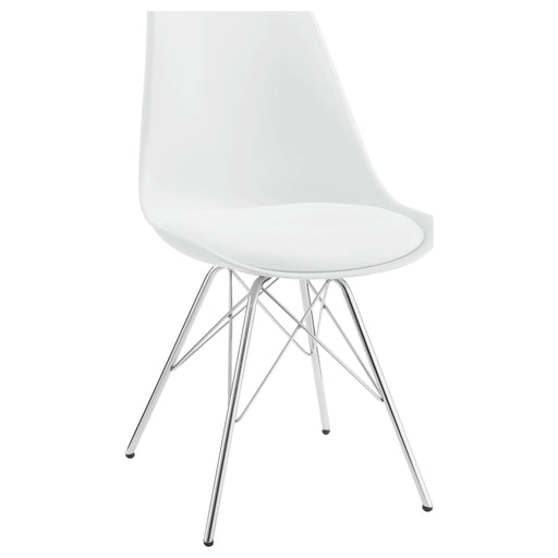 Juniper Armless Dining Chairs White and Chrome (Set of 2) - De Avenue Furniture