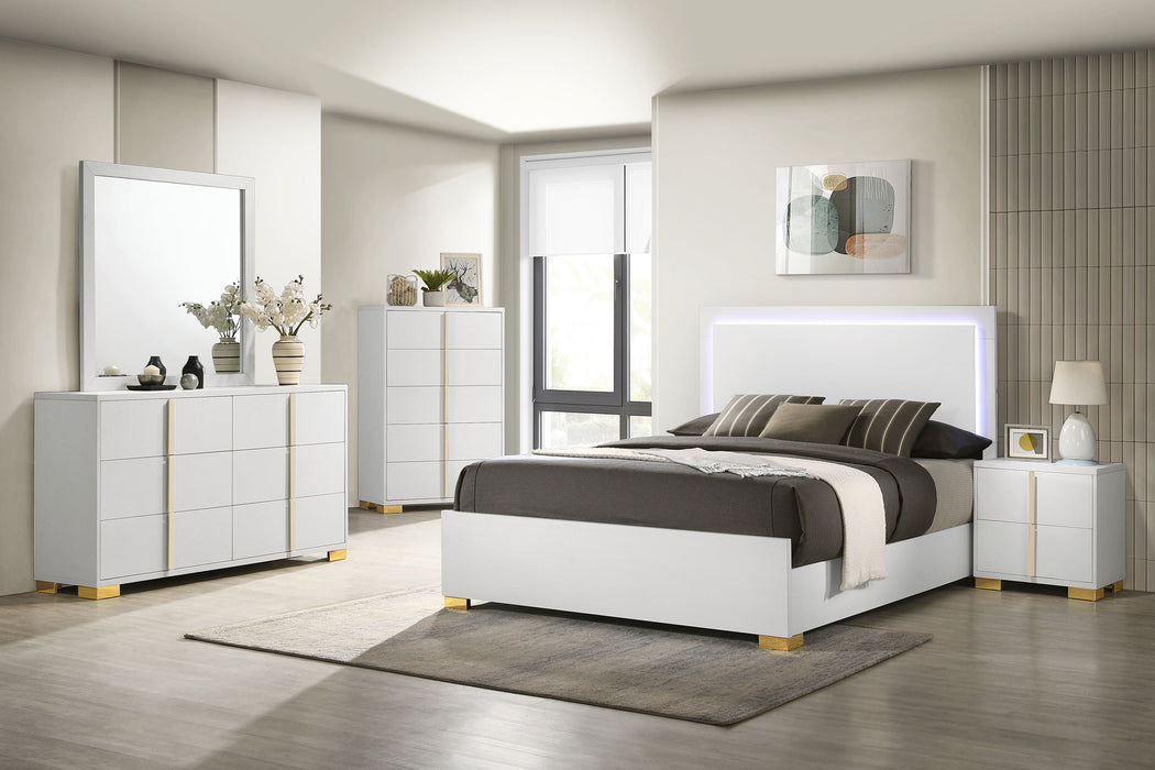 Marceline Panel Bed with LED Lighting - De Avenue Furniture