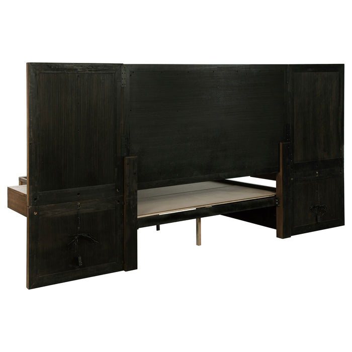 Terrace Wall Panel Platform Storage Bed with Attached Nightstands - De Avenue Furniture