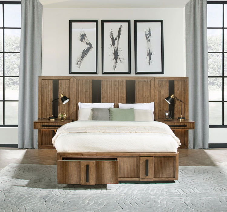 Terrace Wall Panel Platform Storage Bed with Attached Nightstands - De Avenue Furniture