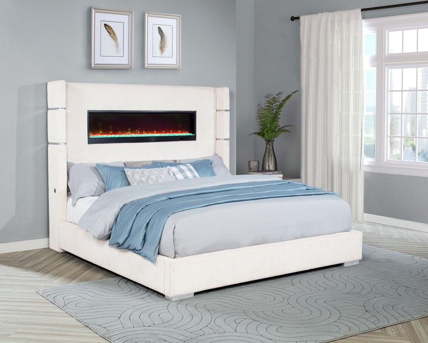 Tisdall Wingback Bed with Flame Visualizer - De Avenue Furniture
