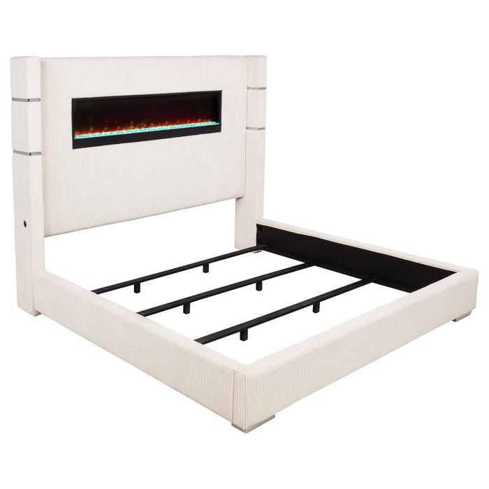Tisdall Wingback Bed with Flame Visualizer - De Avenue Furniture