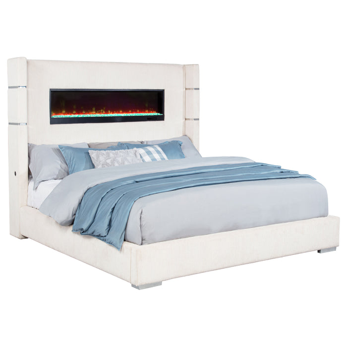Tisdall Wingback Bed with Flame Visualizer - De Avenue Furniture