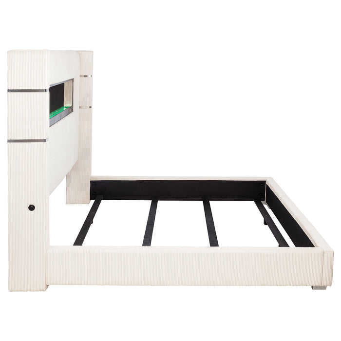 Tisdall Wingback Bed with Flame Visualizer - De Avenue Furniture