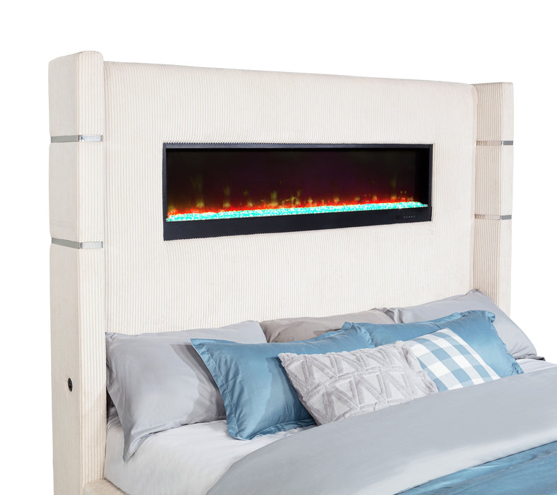 Tisdall Wingback Bed with Flame Visualizer - De Avenue Furniture