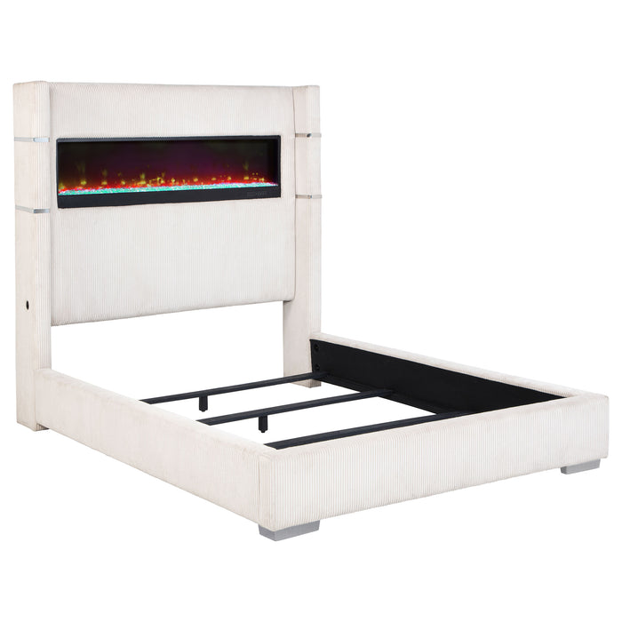 Tisdall Wingback Bed with Flame Visualizer - De Avenue Furniture