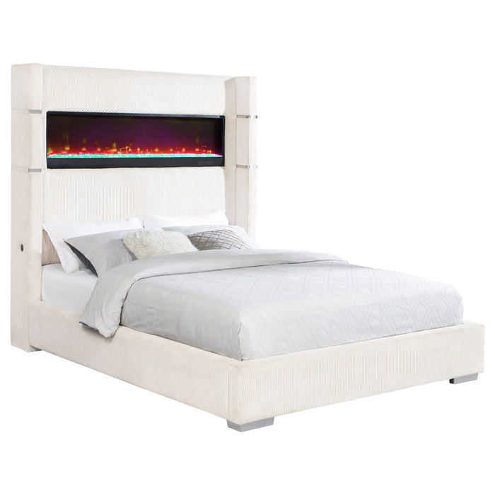 Tisdall Wingback Bed with Flame Visualizer - De Avenue Furniture