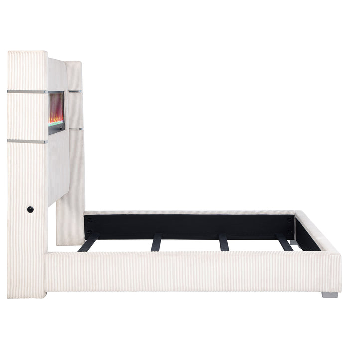 Tisdall Wingback Bed with Flame Visualizer - De Avenue Furniture