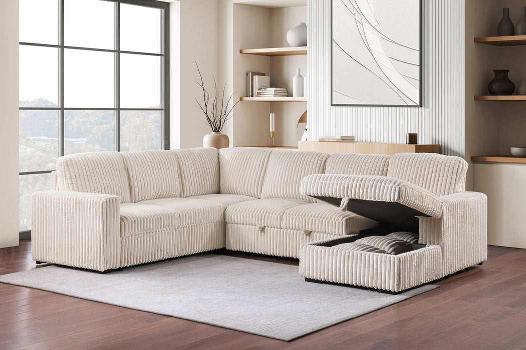 Devonshire Pull-Out Sleeper Sectional Sofa - De Avenue Furniture