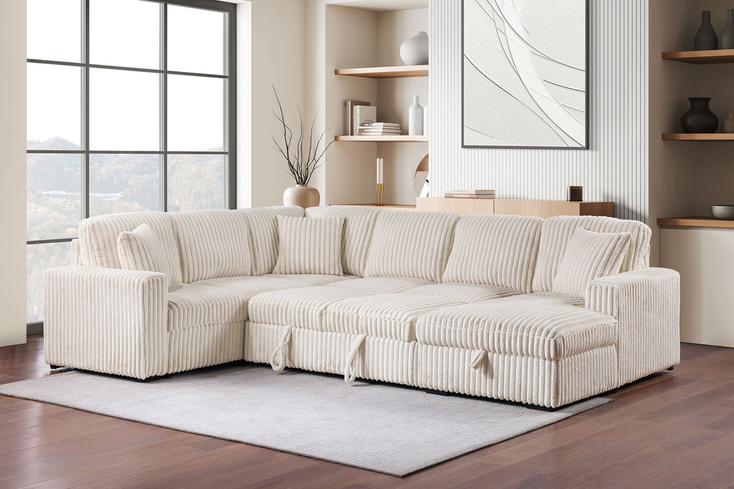 Devonshire Pull-Out Sleeper Sectional Sofa - De Avenue Furniture