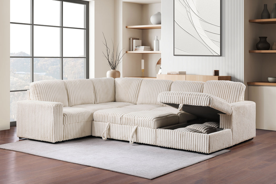 Devonshire Pull-Out Sleeper Sectional Sofa - De Avenue Furniture