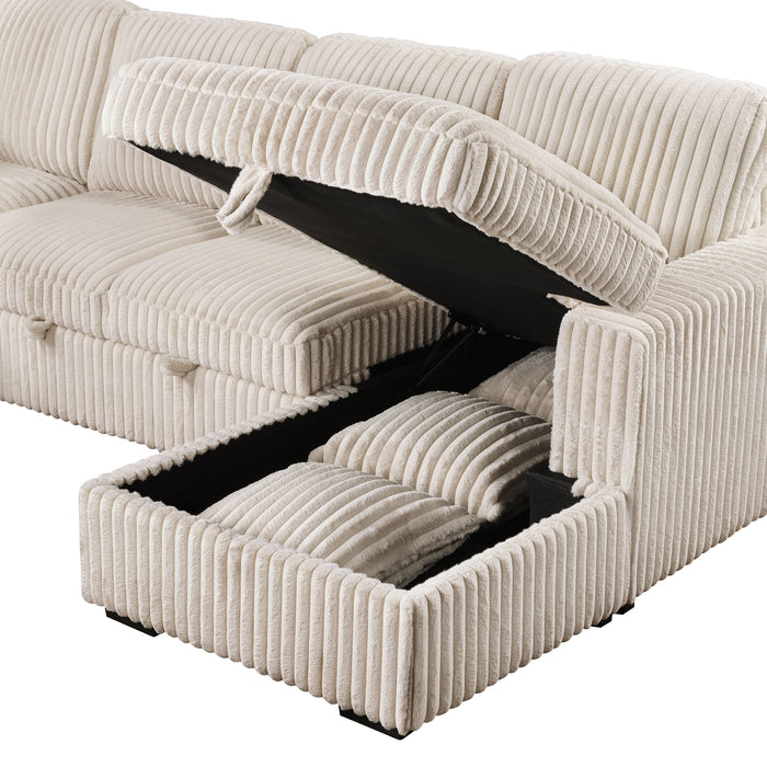 Devonshire Pull-Out Sleeper Sectional Sofa - De Avenue Furniture