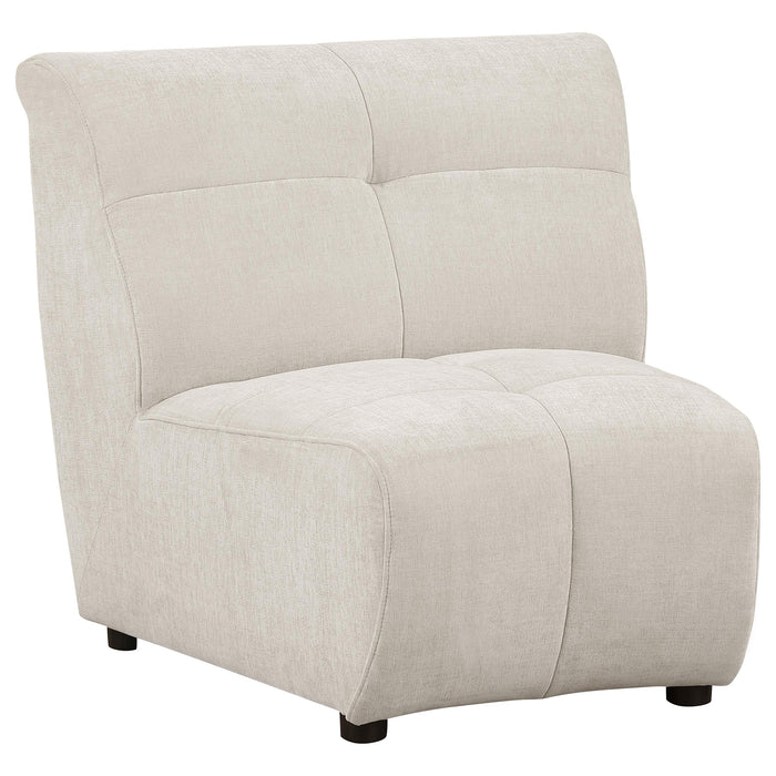 Charlotte Upholstered Curved Armless Chair Ivory - De Avenue Furniture
