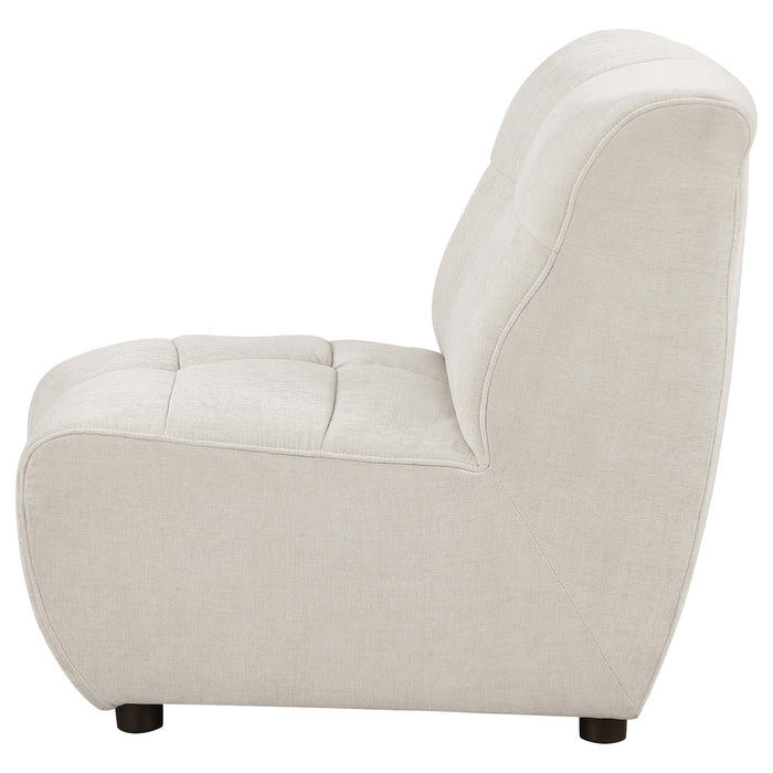 Charlotte Upholstered Curved Armless Chair Ivory - De Avenue Furniture