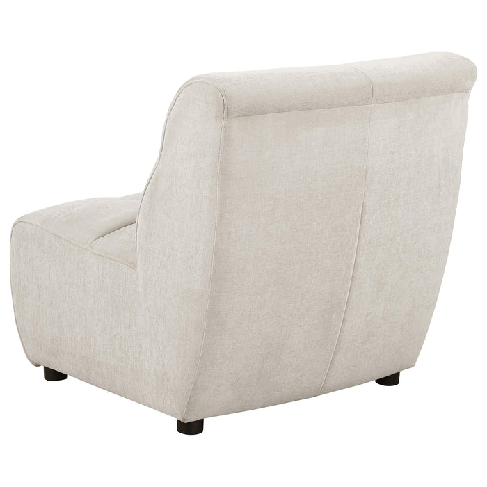 Charlotte Upholstered Curved Armless Chair Ivory - De Avenue Furniture