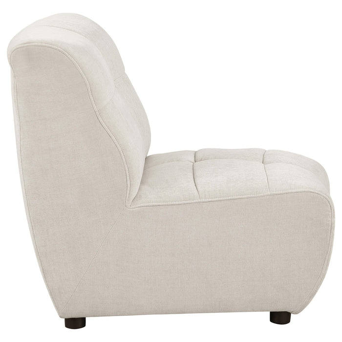 Charlotte Upholstered Curved Armless Chair Ivory - De Avenue Furniture