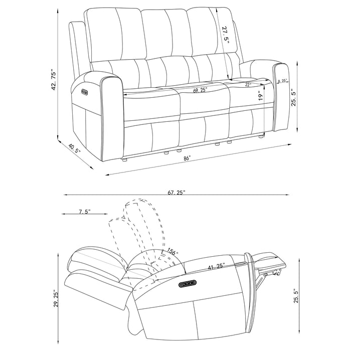 Brickston Triple Power Reclining Sofa - De Avenue Furniture