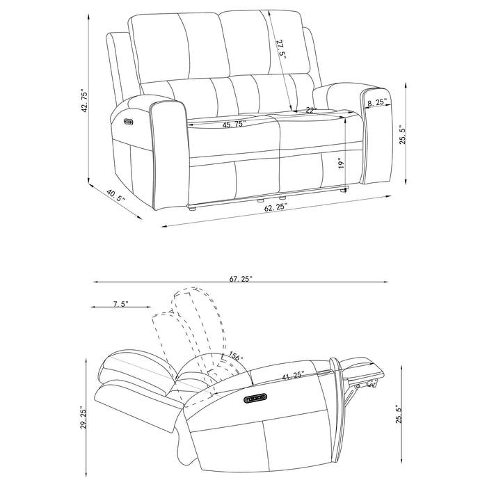Brickston Triple Power Reclining Loveseat - De Avenue Furniture