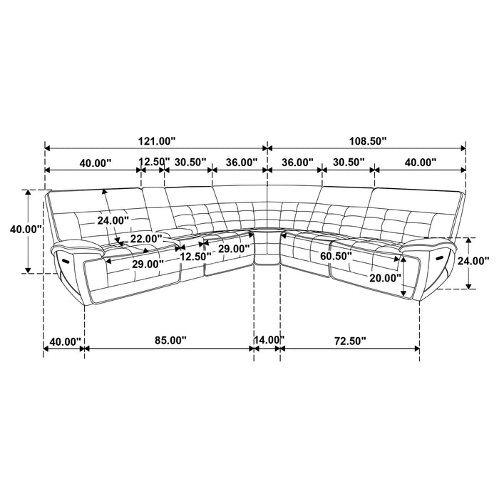 Hewitt Dual Power Reclining Sectional - De Avenue Furniture