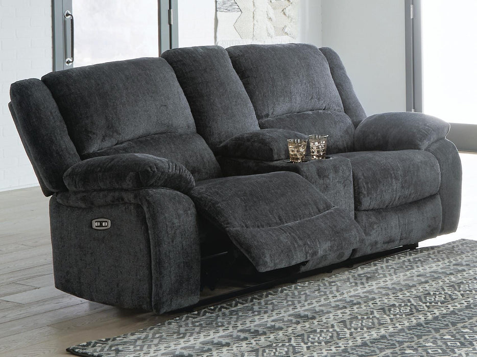 Draycoll Power Reclining Loveseat with Console - De Avenue Furniture