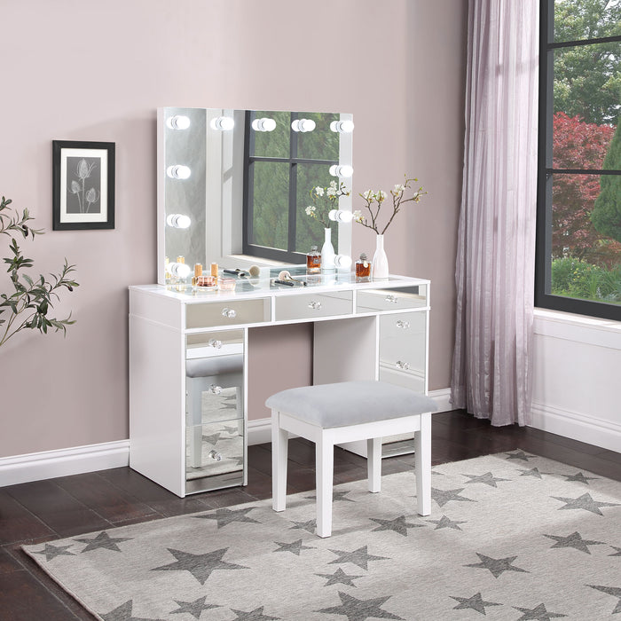 Regina Makeup Vanity Table with LED Mirror and Stool - De Avenue Furniture