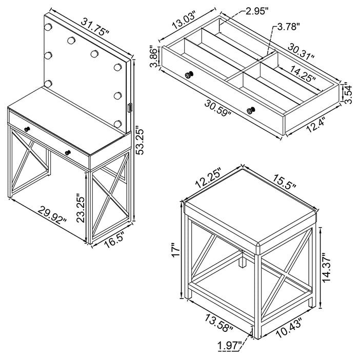 Eliza Makeup Vanity Table with LED Mirror and Stool - De Avenue Furniture