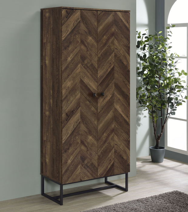 Carolyn 2-door Accent Cabinet Rustic Oak and Gunmetal - De Avenue Furniture