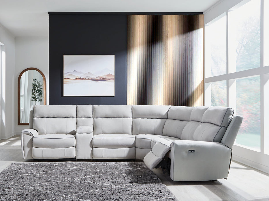 Social Pointe Reclining Sectional with Storage Console - De Avenue Furniture