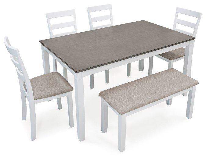 Stonehollow Dining Table and Chairs with Bench (Set of 6) - De Avenue Furniture
