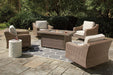 Beachcroft Beachcroft Fire Pit Table with Four Nuvella Swivel Lounge Chairs - De Avenue Furniture