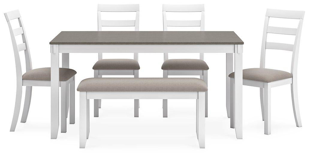Stonehollow Dining Table and Chairs with Bench (Set of 6) - De Avenue Furniture