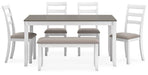 Stonehollow Dining Table and Chairs with Bench (Set of 6) - De Avenue Furniture