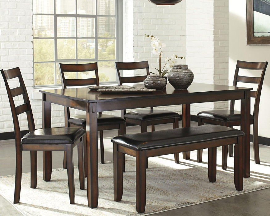 Coviar Dining Table and Chairs with Bench (Set of 6) - De Avenue Furniture