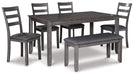 Bridson Dining Table and Chairs with Bench (Set of 6) - De Avenue Furniture