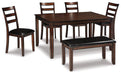 Coviar Dining Table and Chairs with Bench (Set of 6) - De Avenue Furniture
