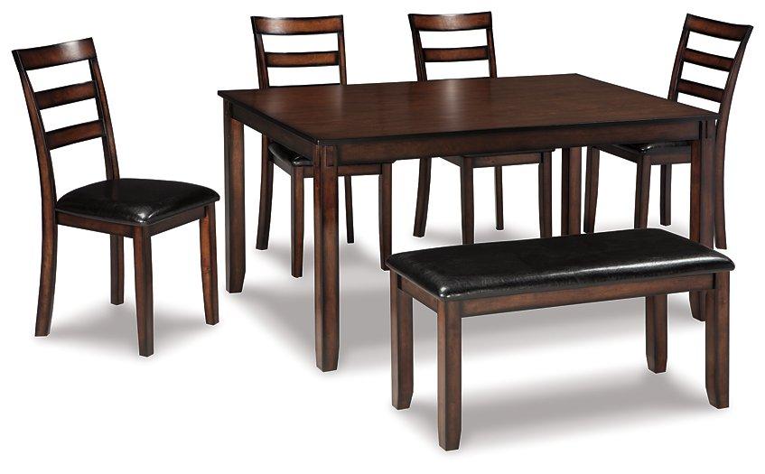 Coviar Dining Table and Chairs with Bench (Set of 6) - De Avenue Furniture