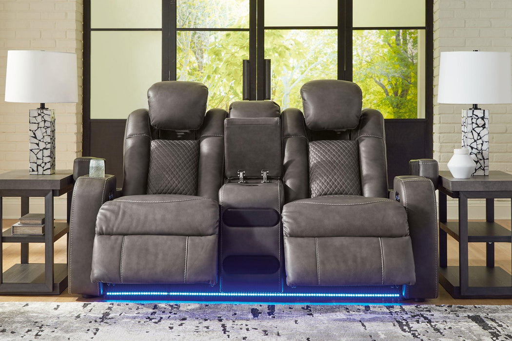 Fyne-Dyme Power Reclining Loveseat with Console - De Avenue Furniture