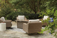 Beachcroft Beachcroft Fire Pit Table with Four Nuvella Swivel Lounge Chairs - De Avenue Furniture