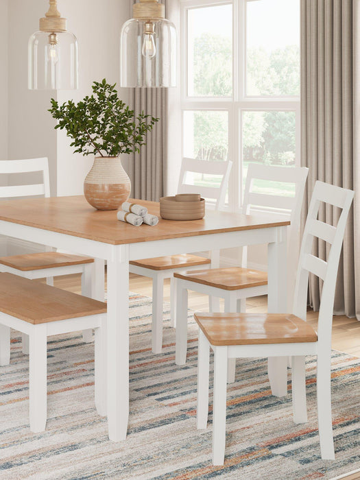Gesthaven Dining Table with 4 Chairs and Bench (Set of 6) - De Avenue Furniture