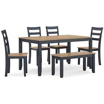 Gesthaven Dining Table with 4 Chairs and Bench (Set of 6) - De Avenue Furniture