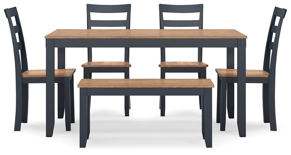 Gesthaven Dining Table with 4 Chairs and Bench (Set of 6) - De Avenue Furniture