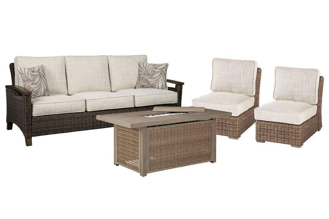 Beachcroft Outdoor Sofa, Lounge Chairs and Fire Pit - De Avenue Furniture