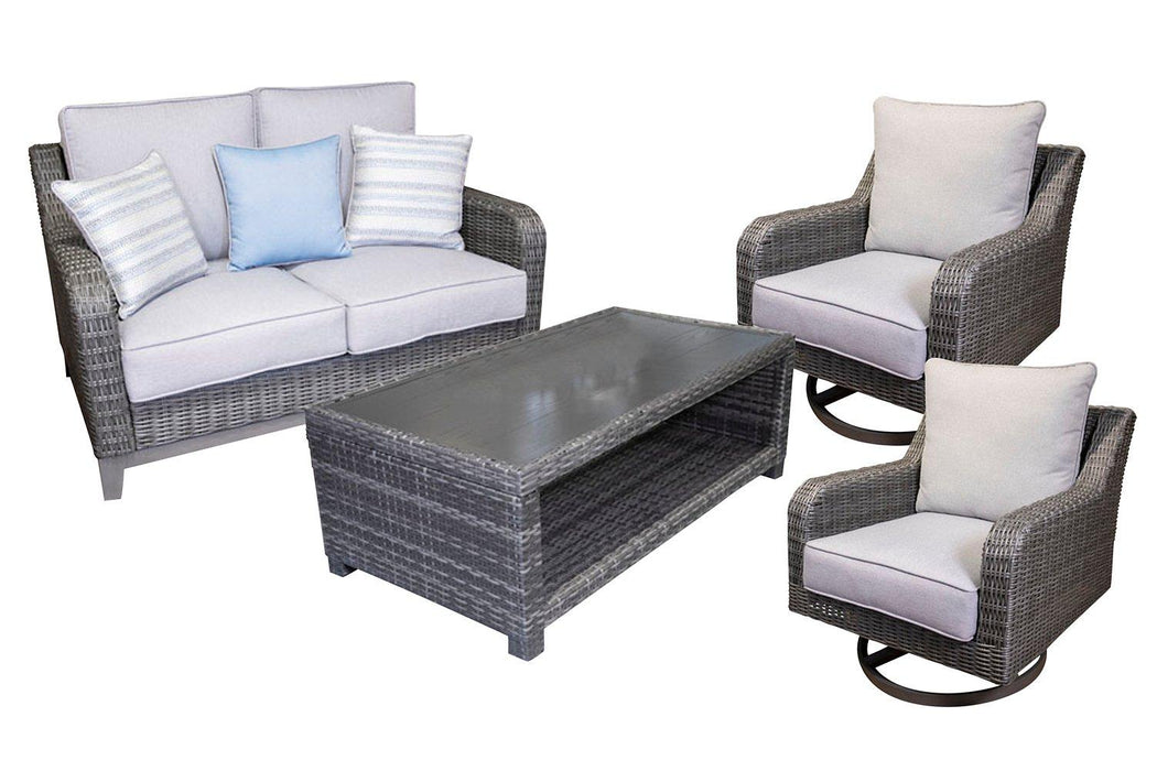 Elite Park Outdoor Loveseat, Lounge Chairs and Cocktail Table - De Avenue Furniture