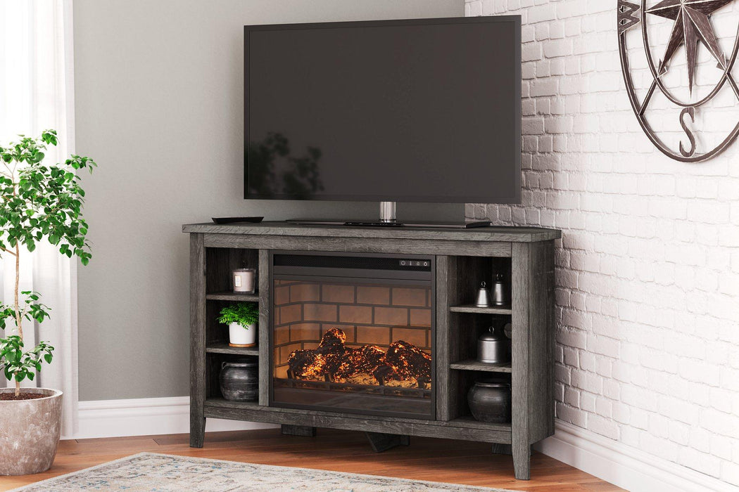 Arlenbry Corner TV Stand with Electric Fireplace - De Avenue Furniture