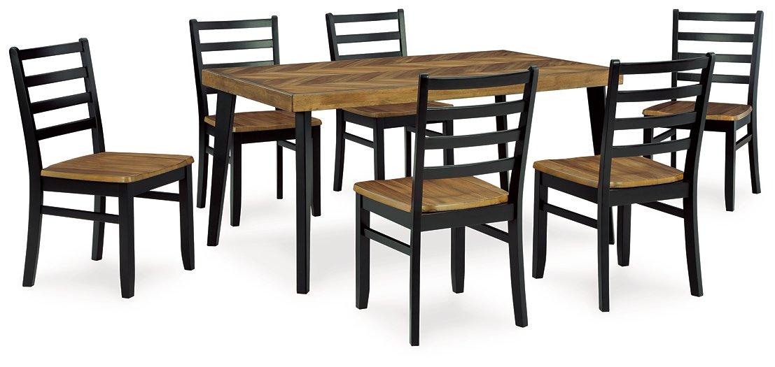 Blondon Dining Table and 6 Chairs (Set of 7) - De Avenue Furniture