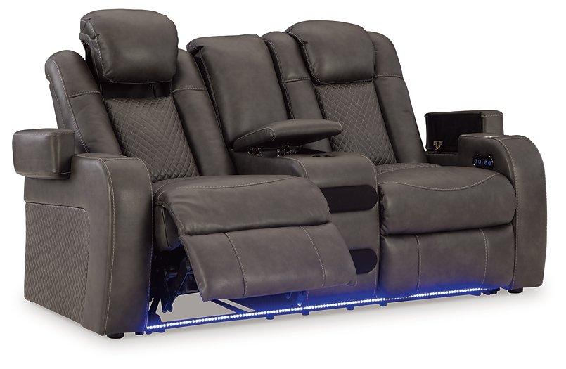 Fyne-Dyme Power Reclining Loveseat with Console - De Avenue Furniture