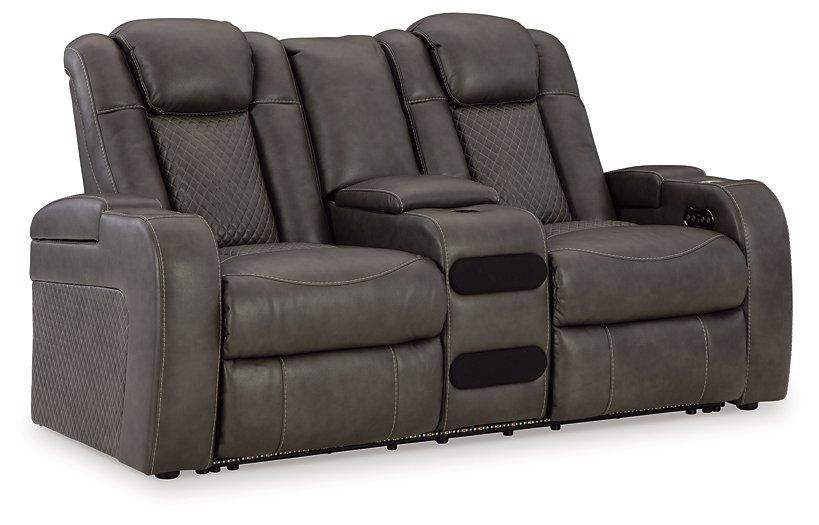Fyne-Dyme Power Reclining Loveseat with Console - De Avenue Furniture