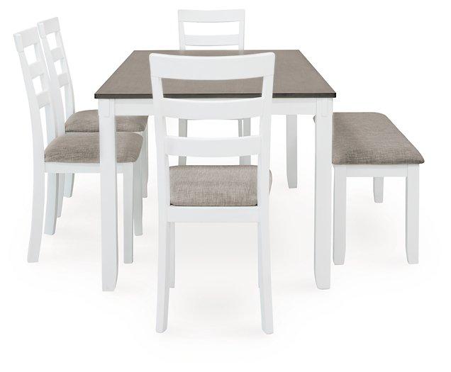 Stonehollow Dining Table and Chairs with Bench (Set of 6) - De Avenue Furniture