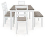 Stonehollow Dining Table and Chairs with Bench (Set of 6) - De Avenue Furniture