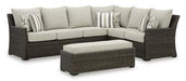 Brook Ranch Outdoor Sofa Sectional/Bench with Cushion (Set of 3) - De Avenue Furniture